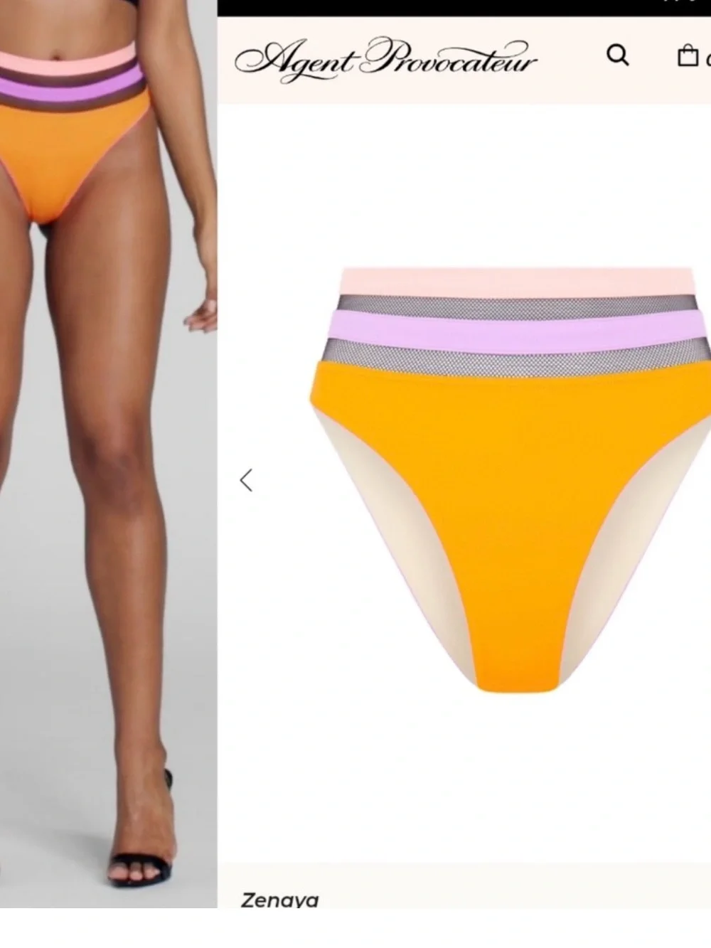 Agent Provocateur Orange, Pink and Purple Stripe Bandeau Bikini